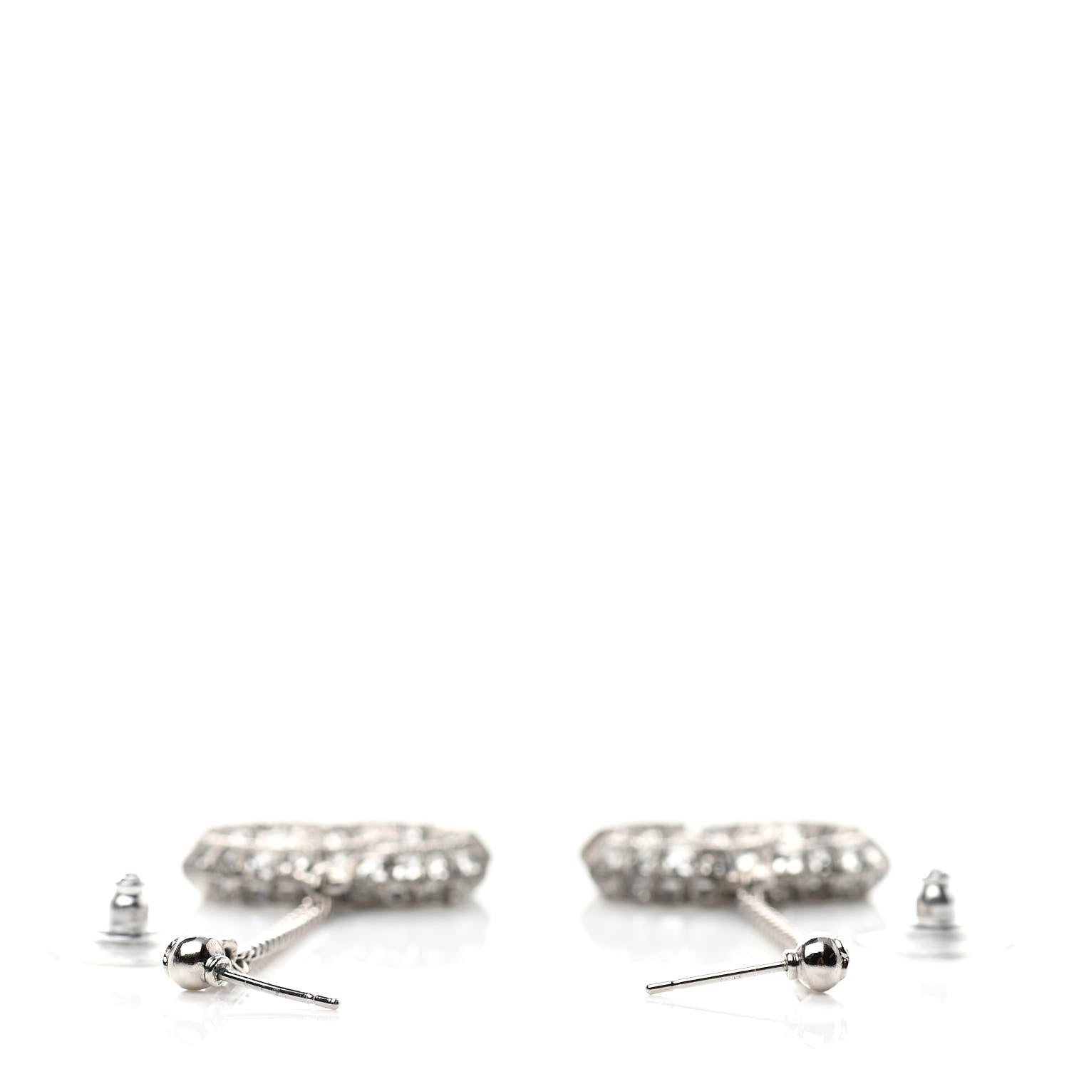 Chanel Baguette Crystal CC Drop Earrings Silver 3 of 3