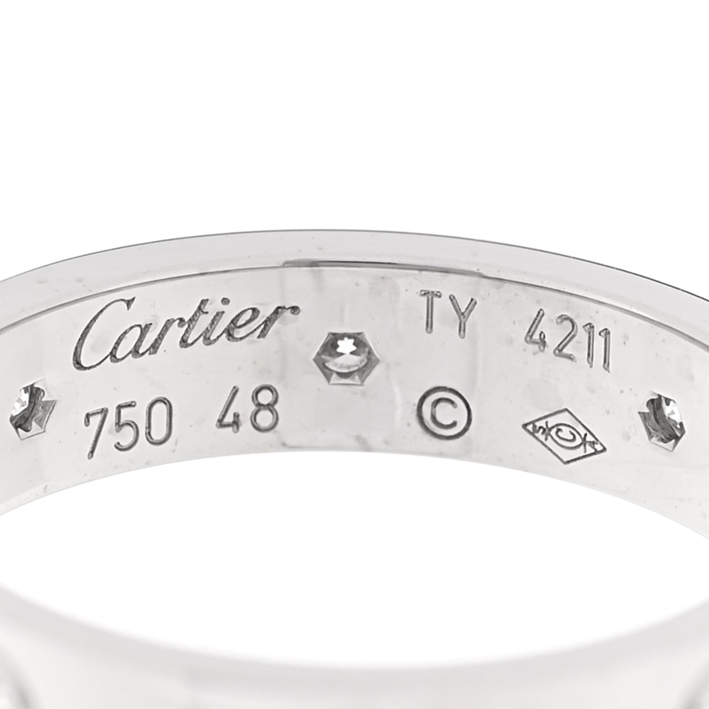 18K White Gold 8 Diamond 4mm Wedding Band LOVE Ring 48 4.5