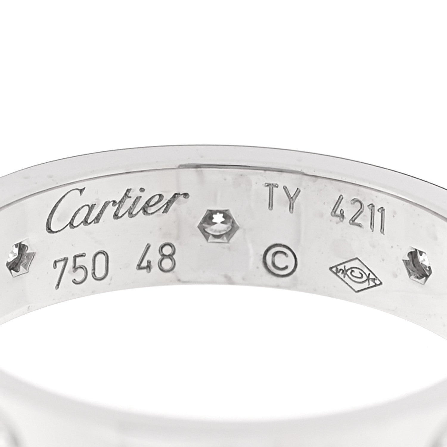 Cartier 18K White Gold 8 Diamond 4mm Wedding Band LOVE Ring 48 4.5 4 of 4