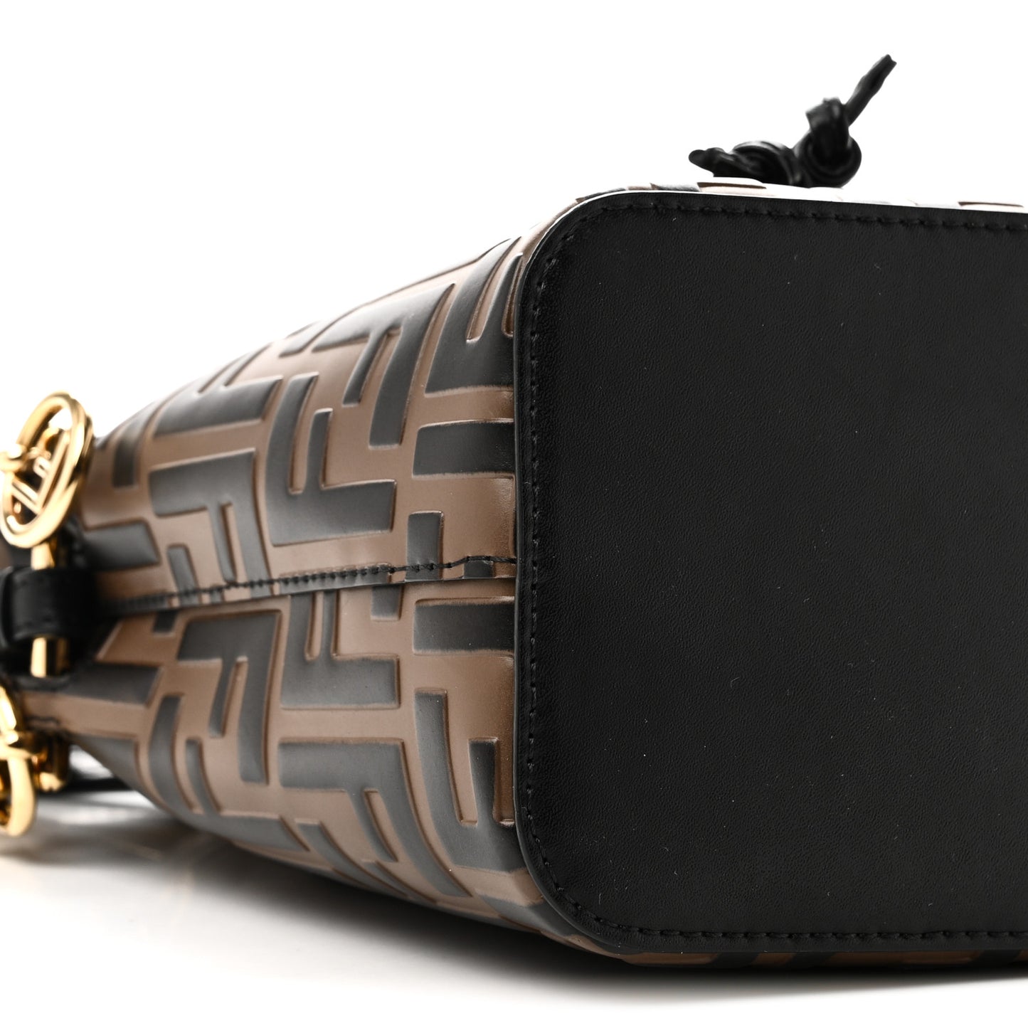 Vitello Liberty F is Fendi Bi-Color FF 1974 Embossed Mini Mon Tresor Bucket Bag Maya Black