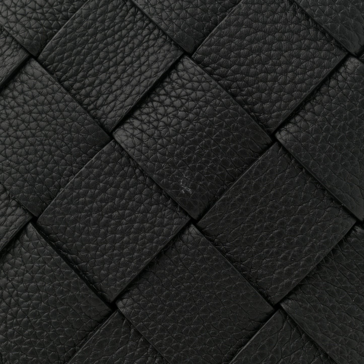 Grained Calfskin Intreccio Large Diago Crossbody Bag Black