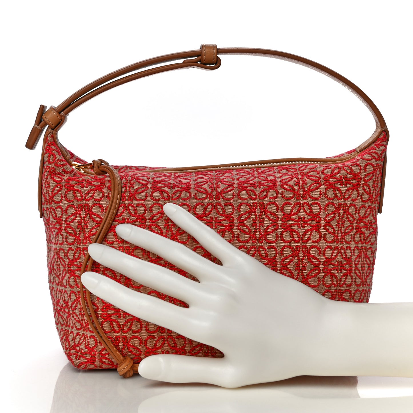 Jacquard Anagram Calfskin Small Cubi Bag Red Warm Desert