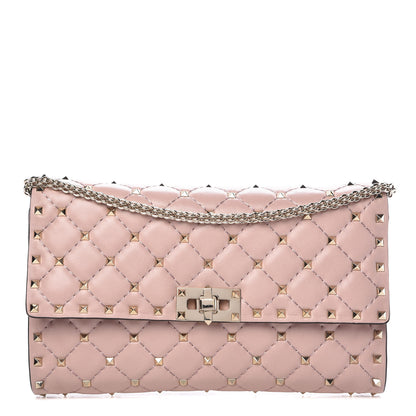 Valentino Garavani Nappa Rockstud Spike Wallet on Chain Water Rose 1 of 9