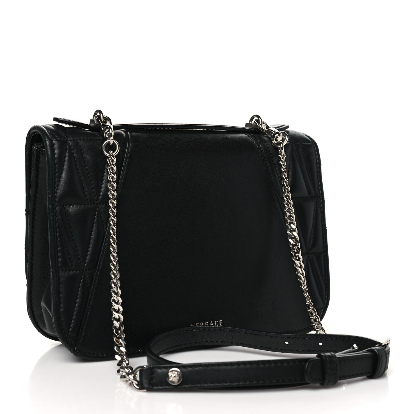 Nappa Quilted Virtus Top Handle Shoulder Bag Black