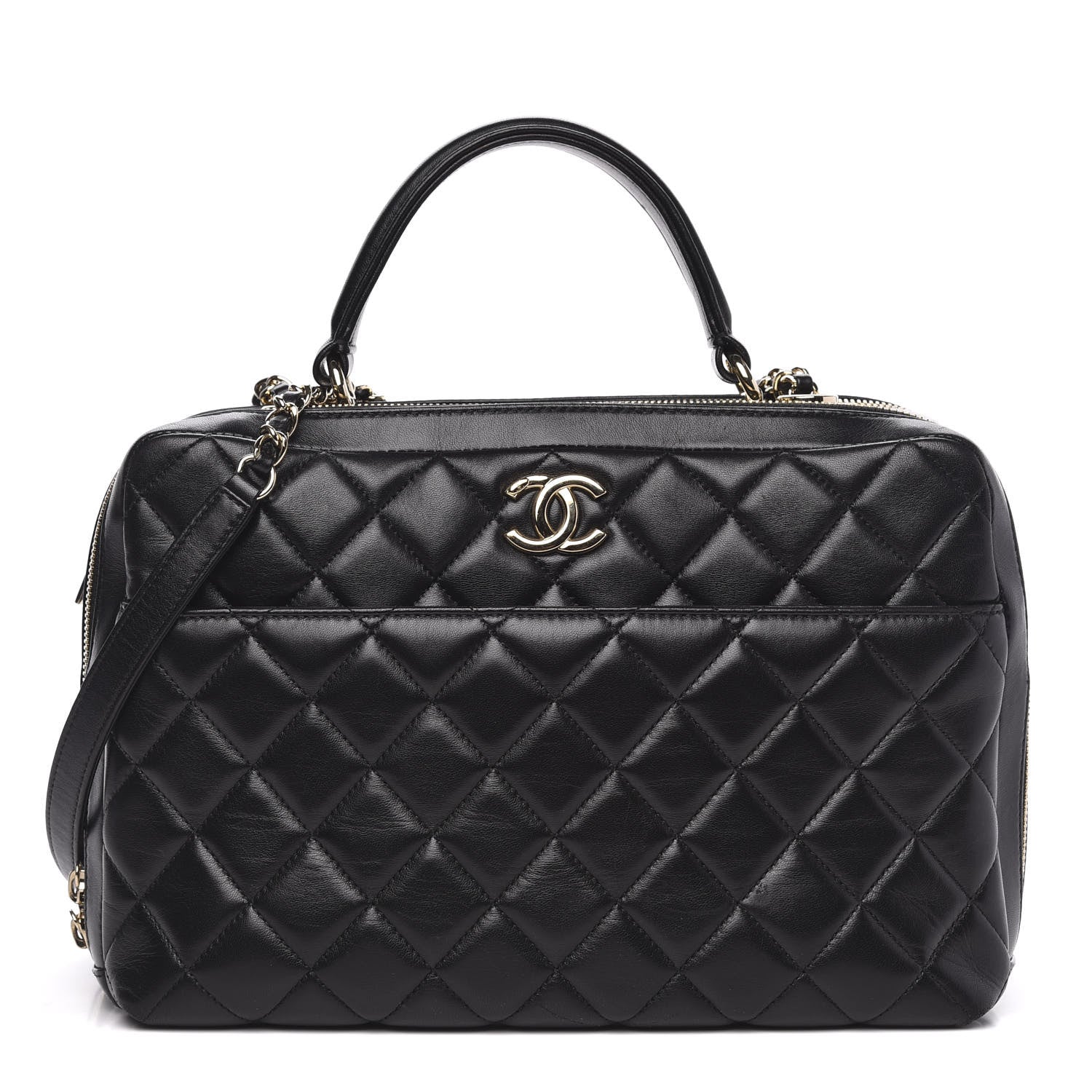 Chanel Lambskin Quilted Large Trendy CC Bowling Bag Black 1 of 11