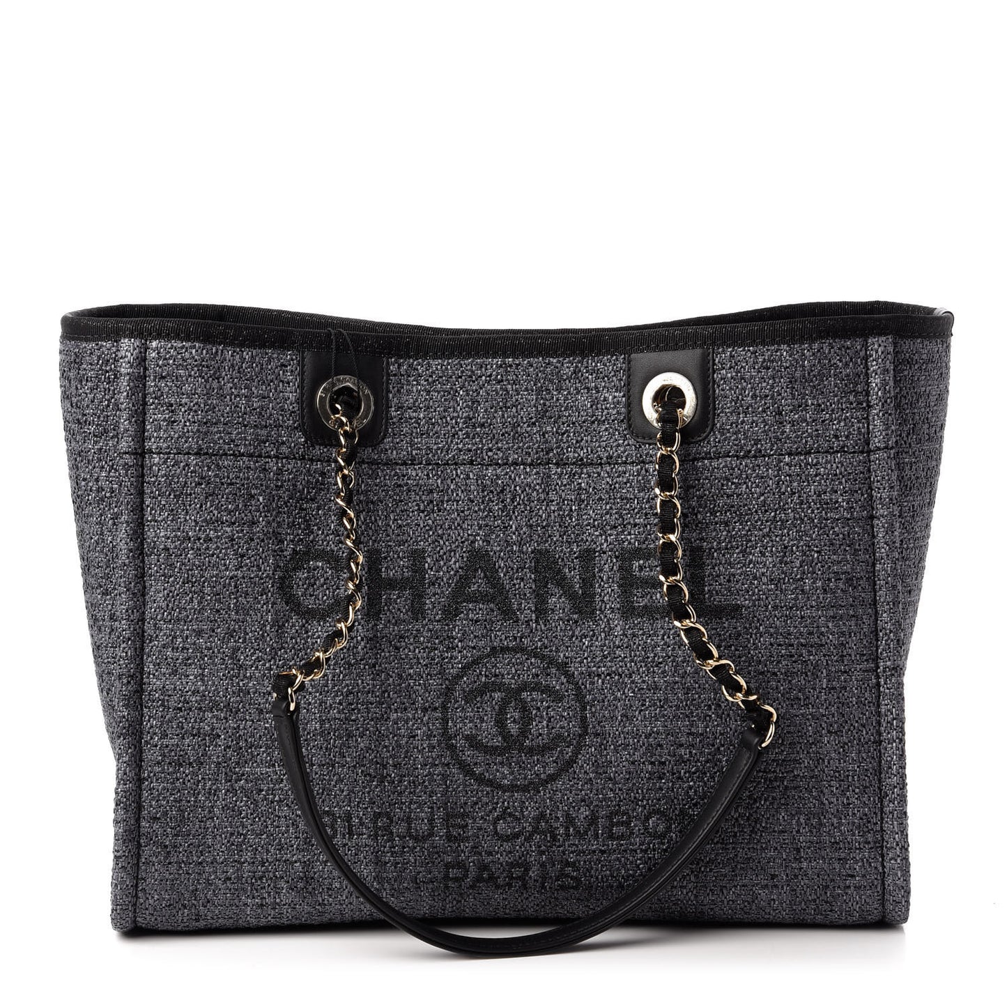Lurex Boucle Small Deauville Tote Black