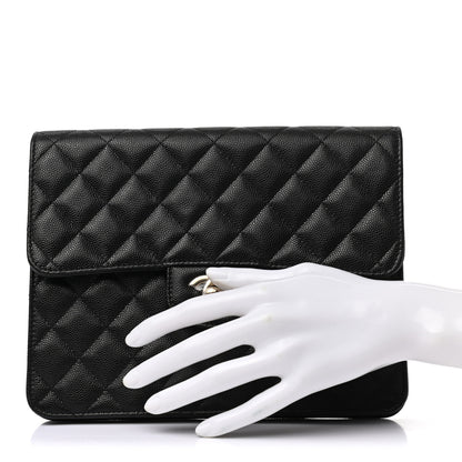 Chanel Caviar Quilted Square Flap Clutch Black 2 of 7