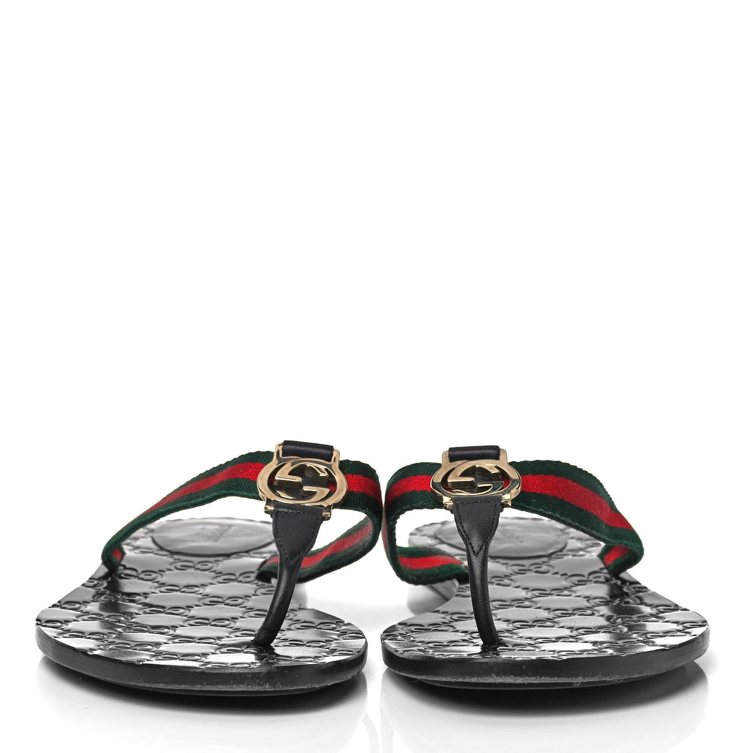 Gucci Nylon Guccissima Web Womens Thong Sandals 38.5 Green Red Black 2 of 9