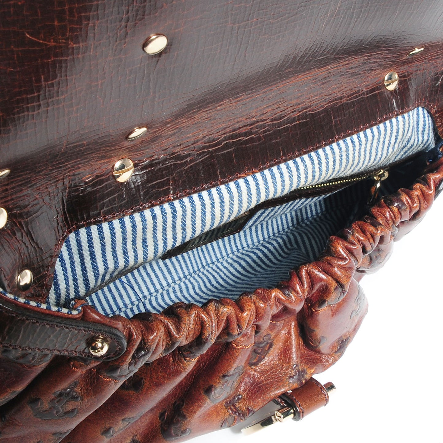 Calfskin Anchor Embossed Medium Magic Bag Brown