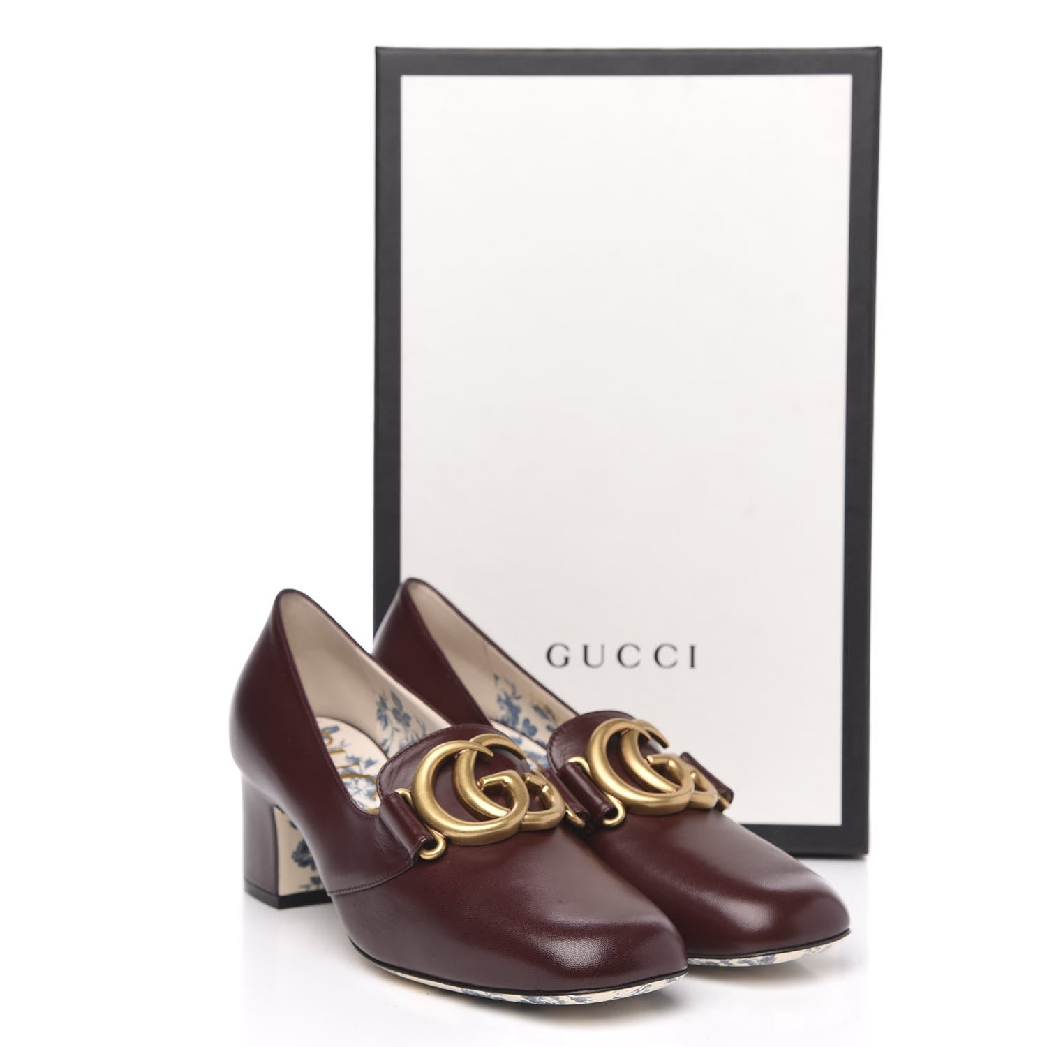 Gucci Malaga Kid GG Victoire 55mm Loafer Pumps 36 Vintage Bordeaux 9 of 9