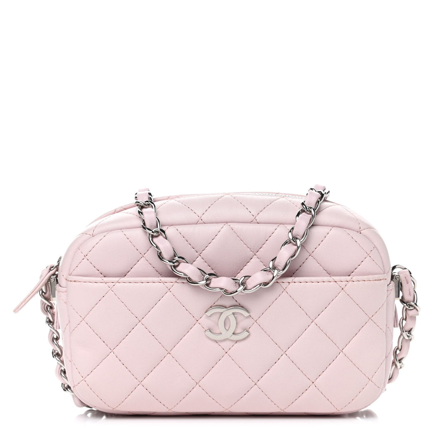 Lambskin Quilted Small Timeless Camera Case Light Pink