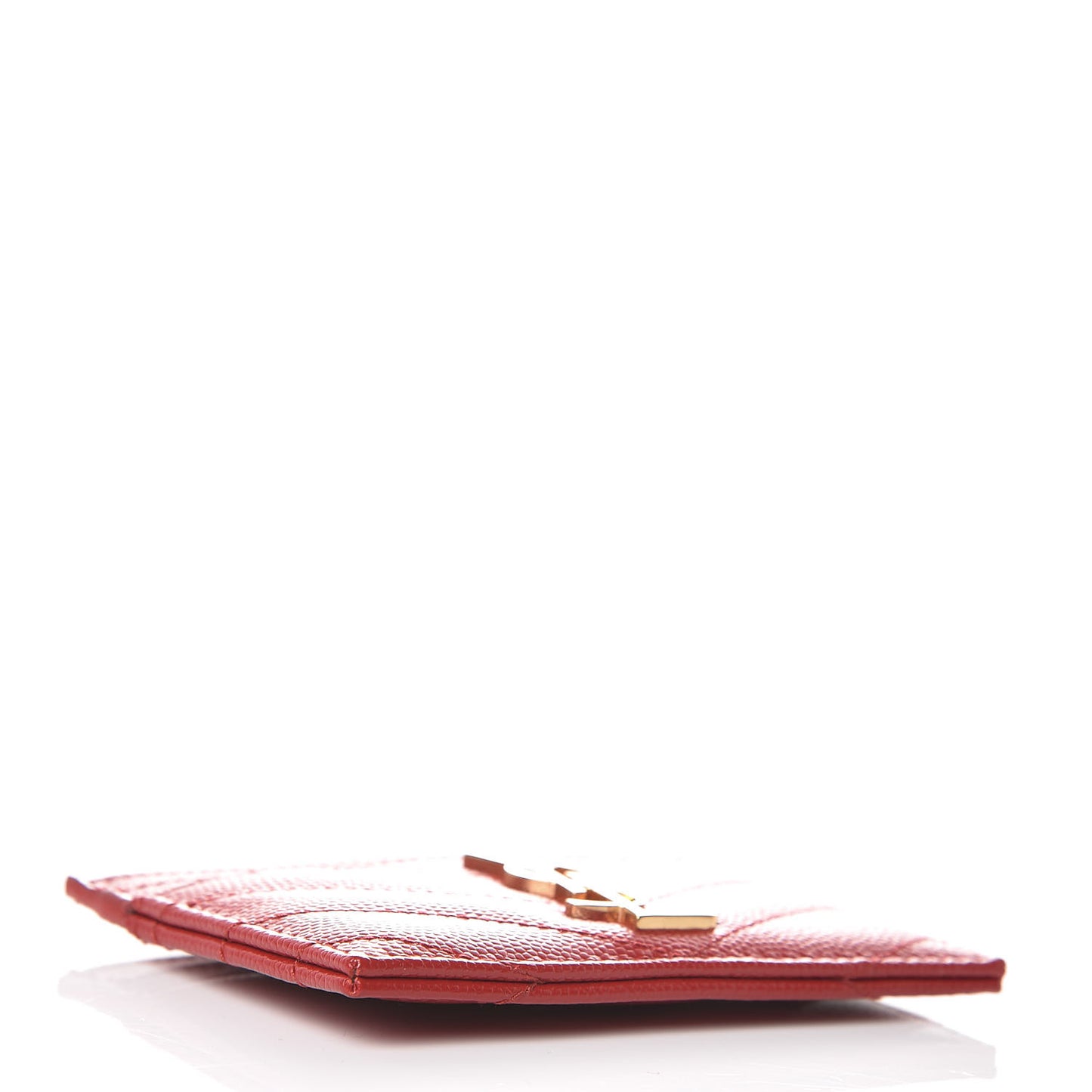 Grain De Poudre Matelasse Chevron Monogram Credit Card Case New Red