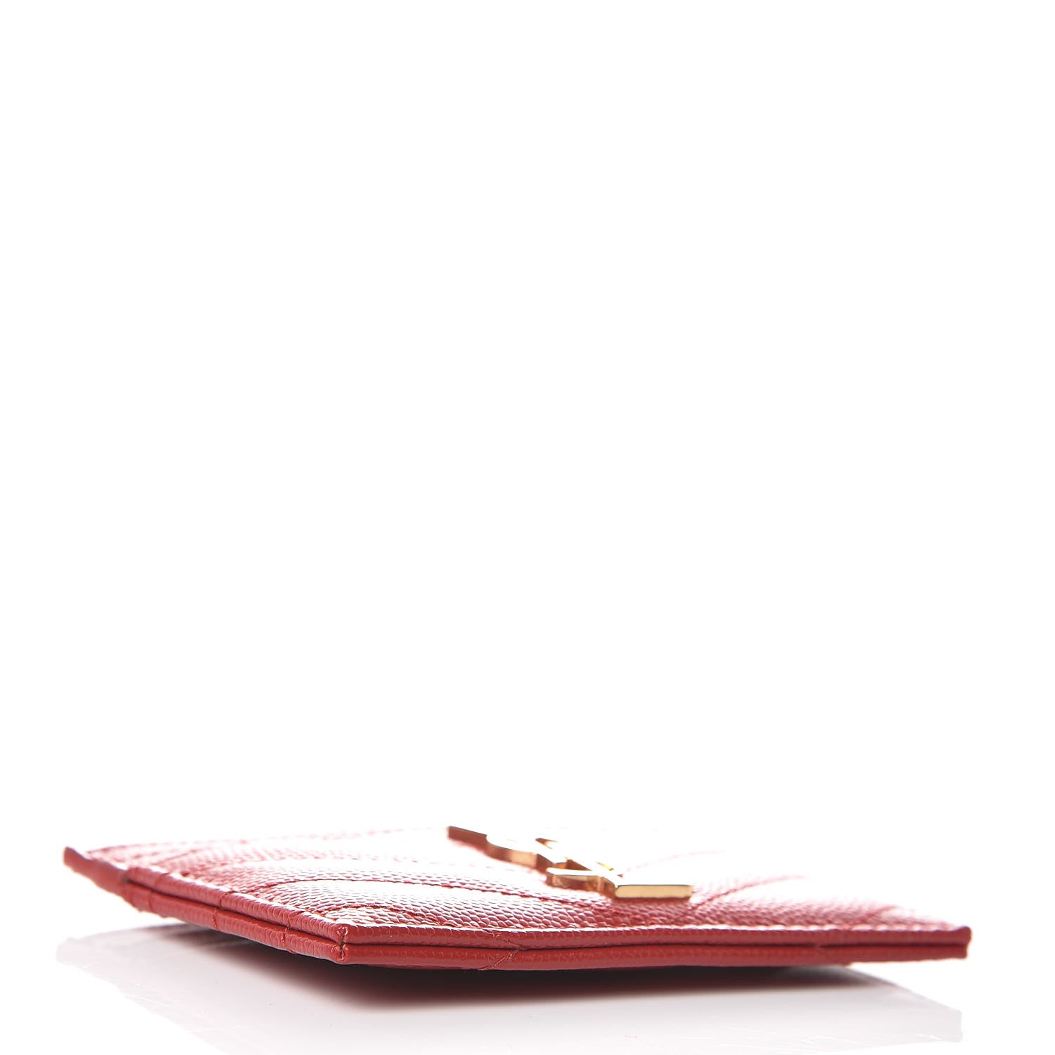 Saint Laurent Grain De Poudre Matelasse Chevron Monogram Credit Card Case New Red 4 of 8