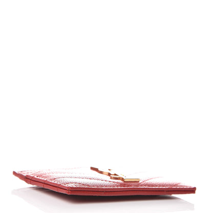 Saint Laurent Grain De Poudre Matelasse Chevron Monogram Credit Card Case New Red 4 of 8