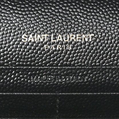 Saint Laurent Grain De Poudre Matelasse Chevron Monogram Chain Wallet Black 7 of 10