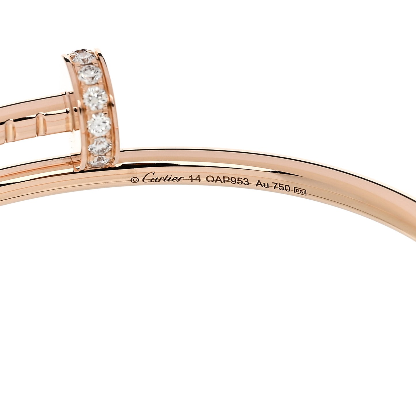18K Pink Gold Diamond Small Juste Un Clou Bracelet 14