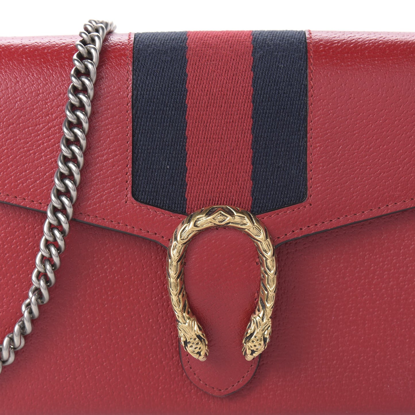 Calfskin Web Mini Dionysus Chain Wallet Hibiscus Red