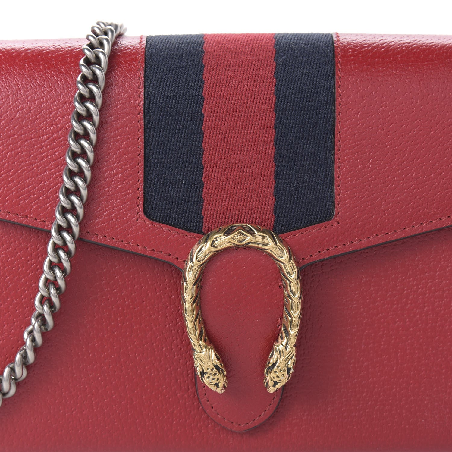 Gucci Calfskin Web Mini Dionysus Chain Wallet Hibiscus Red 7 of 9