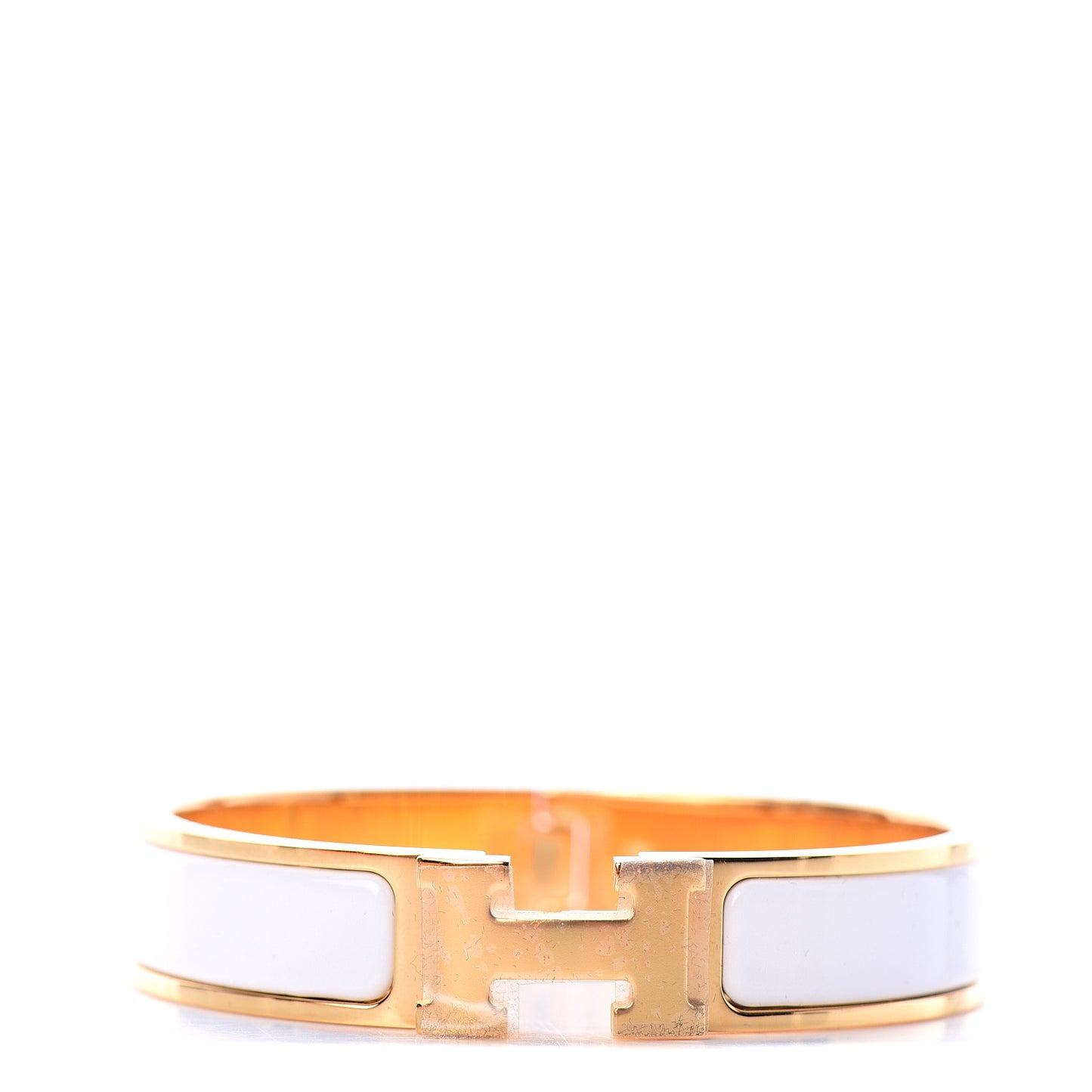 Enamel Narrow Clic Clac H Bracelet PM White