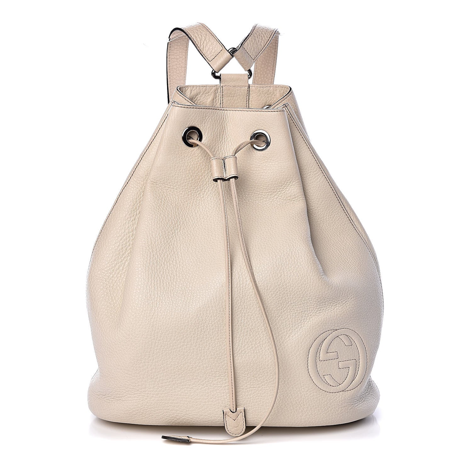 Gucci Pebbled Calfskin Small Soho Drawstring Backpack White 1 of 11