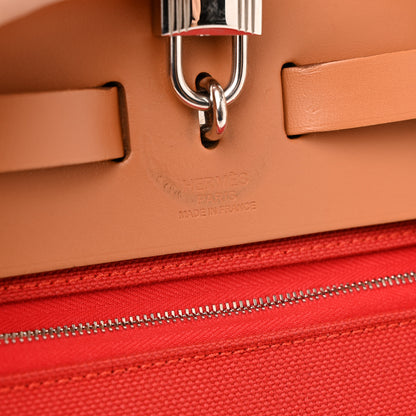 Hermes Military Vache Hunter Toile Herbag Zip 31 PM Rouge Tomate Natural 7 of 13