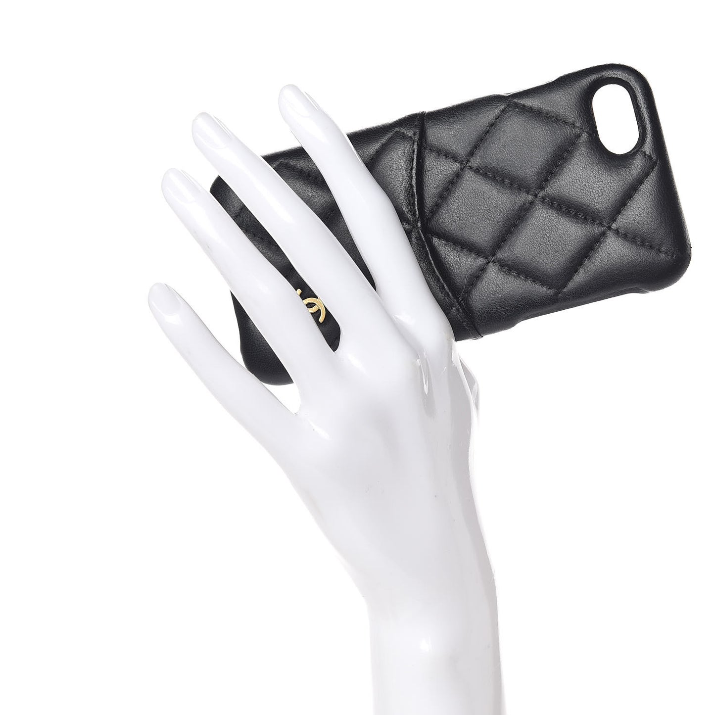 Lambskin Quilted iPhone 7/8 Coco Tech Case Black