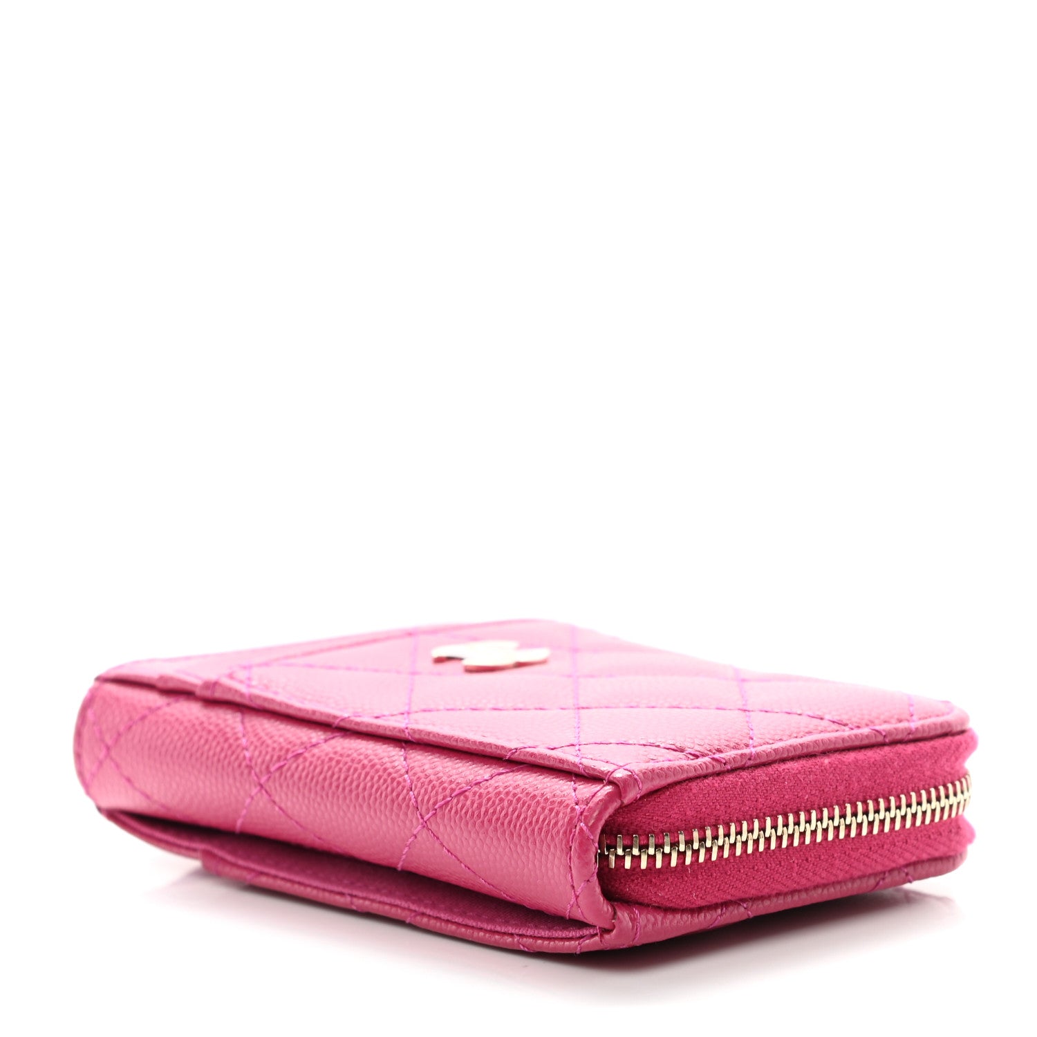 Chanel Caviar Quilted Zip Card Holder Fuchsia 4 of 9