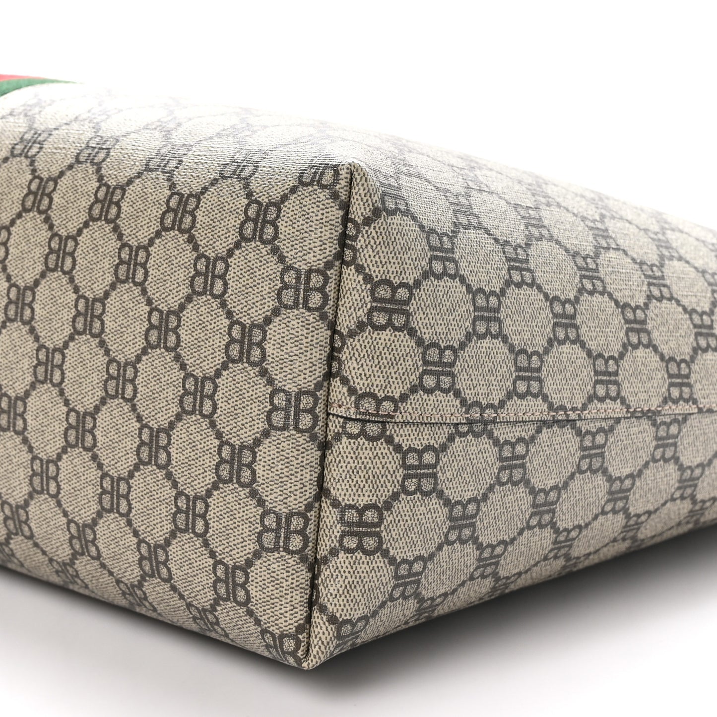 X BALENCIAGA BB Supreme Monogram Web Medium Ophidia Shopping Tote Beige New Acero