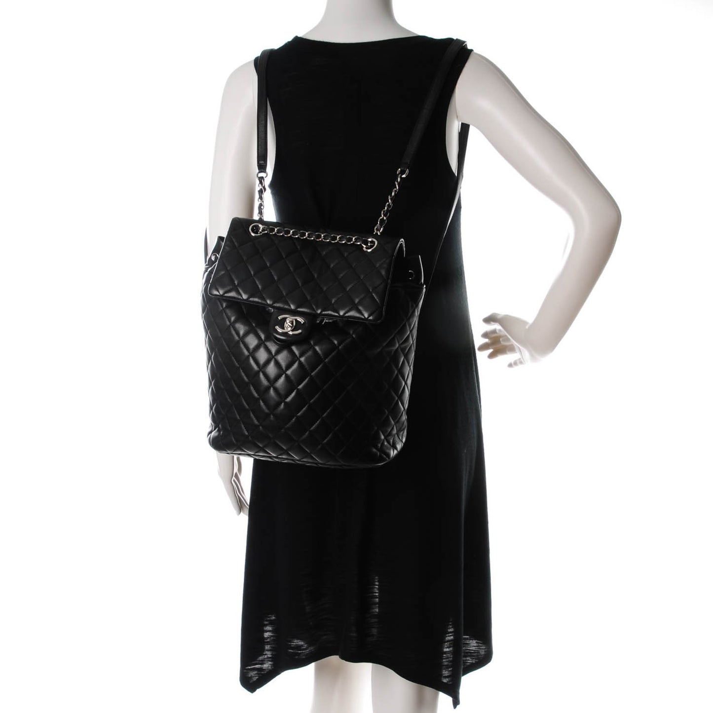 Lambskin Quilted Large Urban Spirit Backpack Black