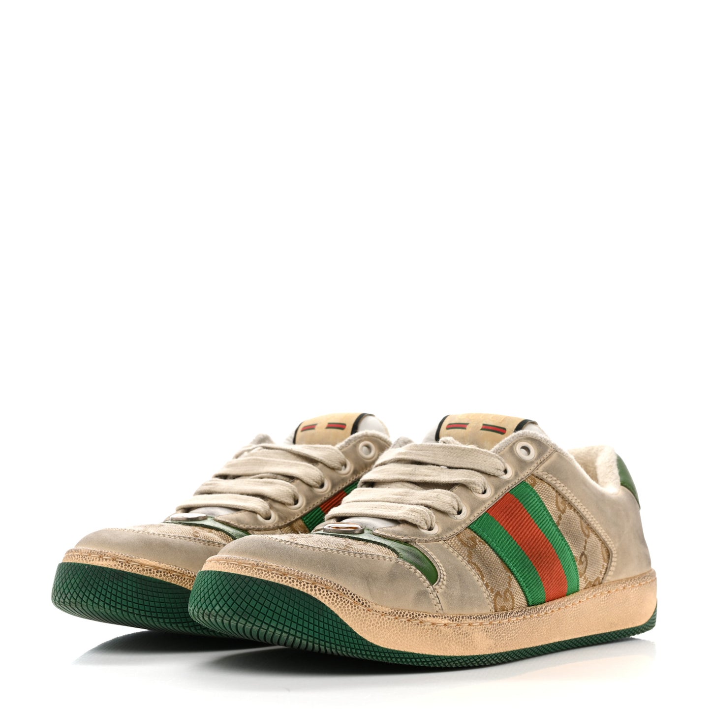 GG Monogram Nubuck Web Womens Screener Sneakers 39 New Sand Dusty Milk Vintage Green 38 New Sand Dusty Milk Vintage Green