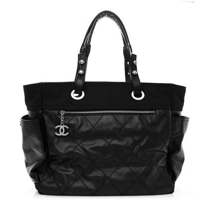 Chanel Coated Canvas Quilted Large Paris Biarritz Tote Black 3 of 10