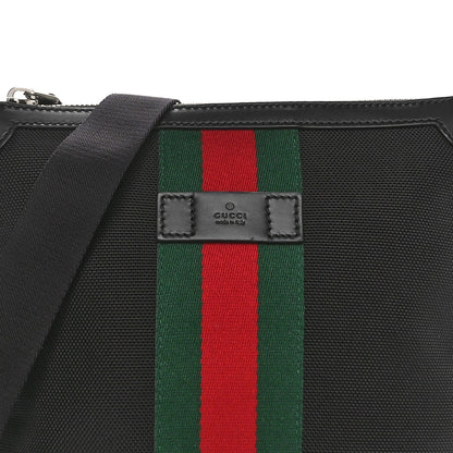 Gucci Techno Canvas Selleria Calfskin Web Small Flat Messenger Bag Black 8 of 10