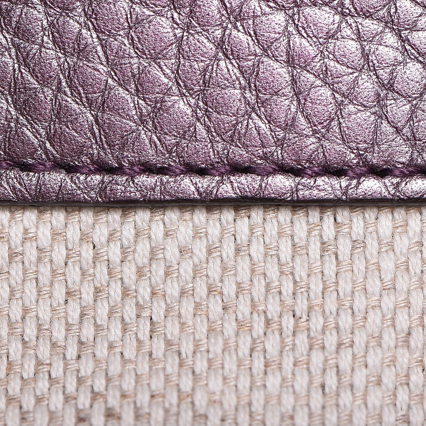 Metallic Pebbled Calfskin Small Soho Shoulder Bag Purple
