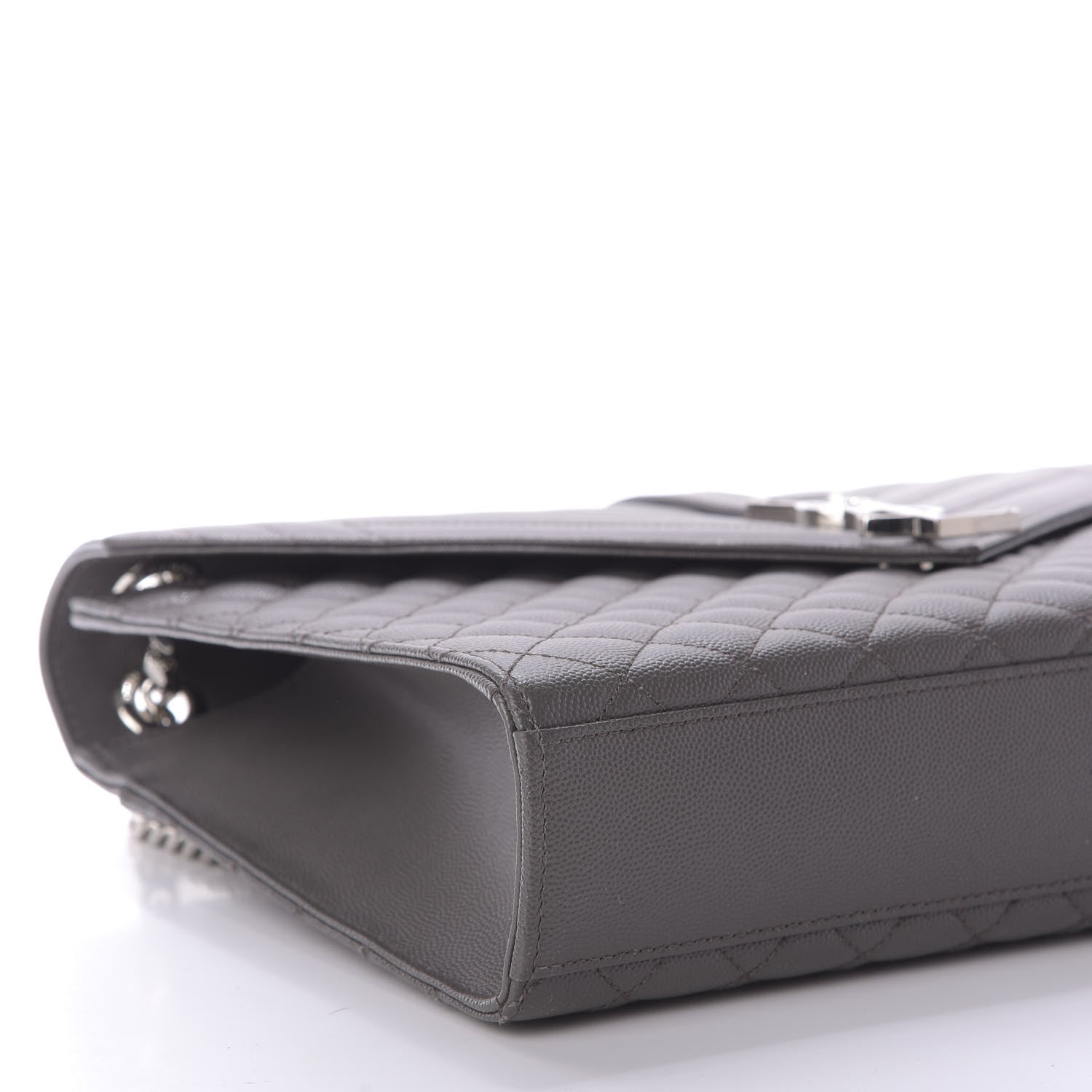 Saint Laurent Grain De Poudre Large Tri-Quilt Monogram Satchel Fog 6 of 9