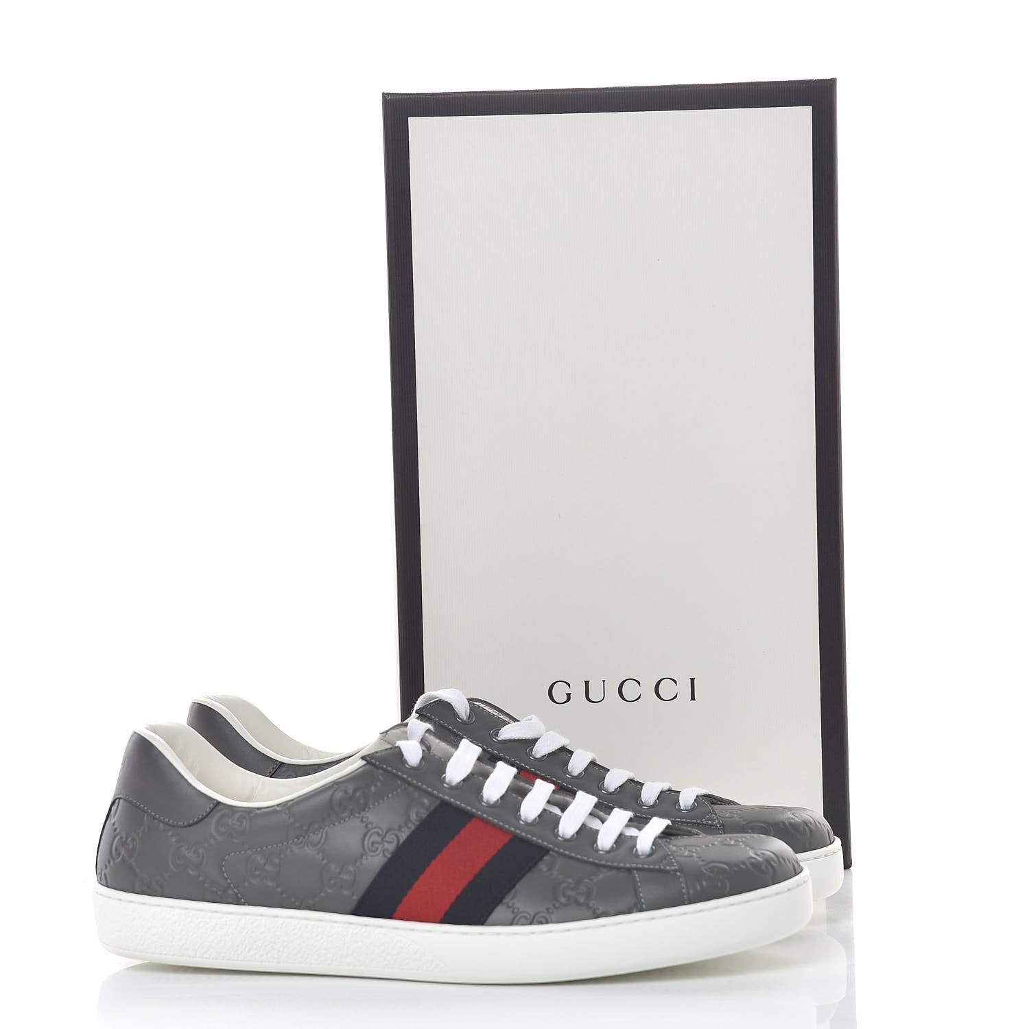 Gucci Guccissima Signature Web Mens Ace Sneakers 11 Melange Platinum 11 of 11