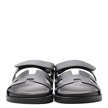 Hermes Calfskin Womens Chypre Sandals 37 Black 2 of 9