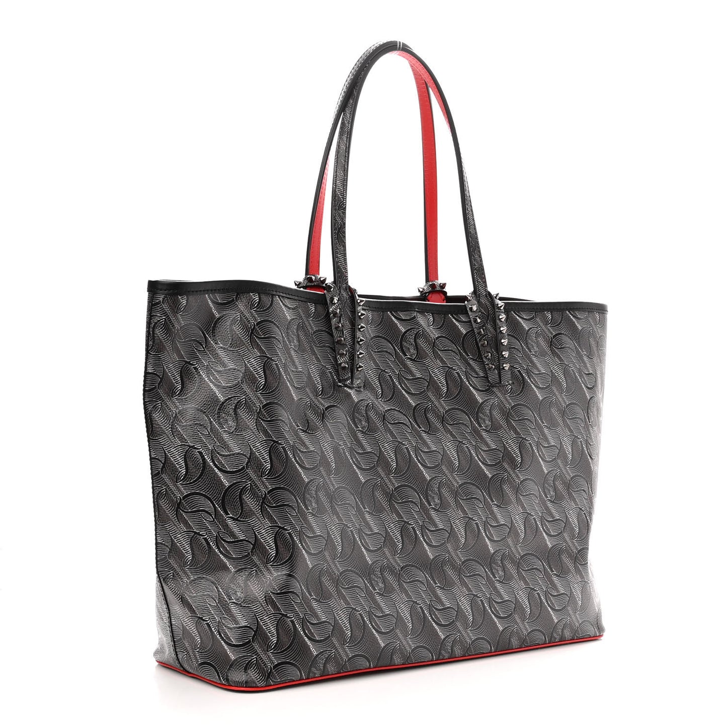 Toile Monogram Calfskin Printed Spikes East West Cabata Tote Black