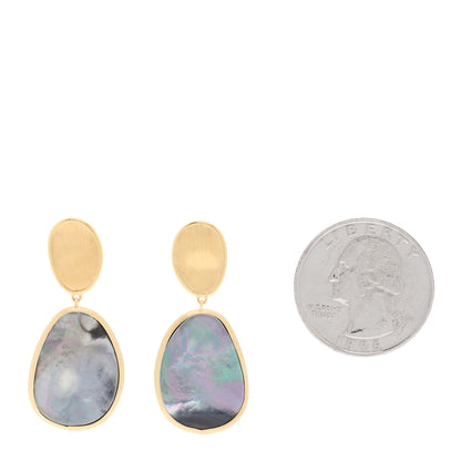 Marco Bicego 18K Yellow Gold Black Mother of Pearl Lunaria Drop Earrings 2 of 5