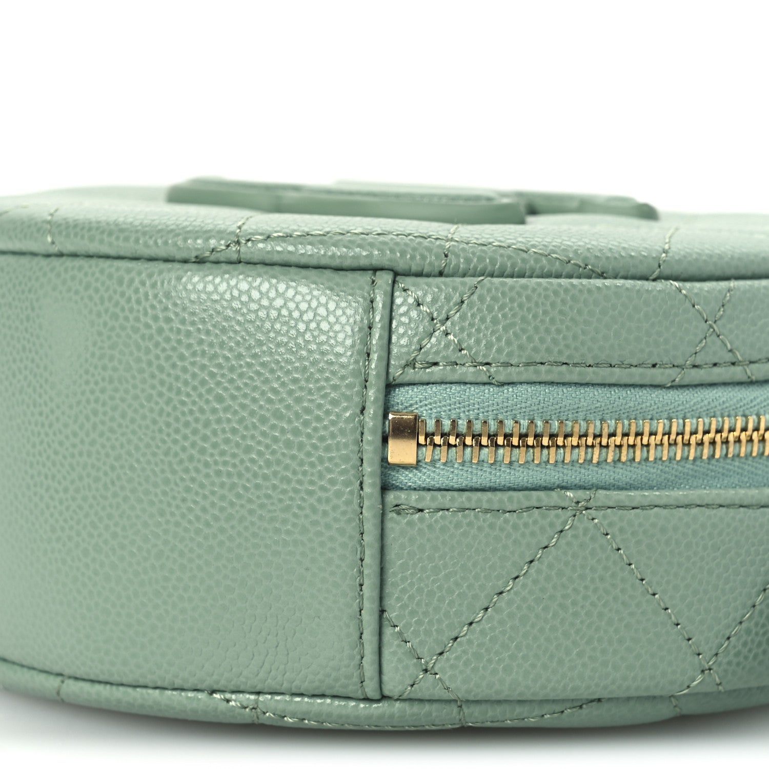 Chanel Caviar Quilted Small Round Vanity With Chain Light Green 10 of 10