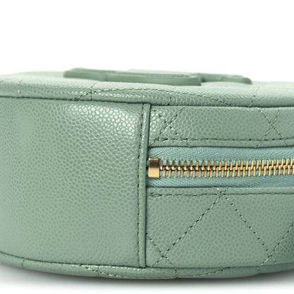 Chanel Caviar Quilted Small Round Vanity With Chain Light Green 10 of 10
