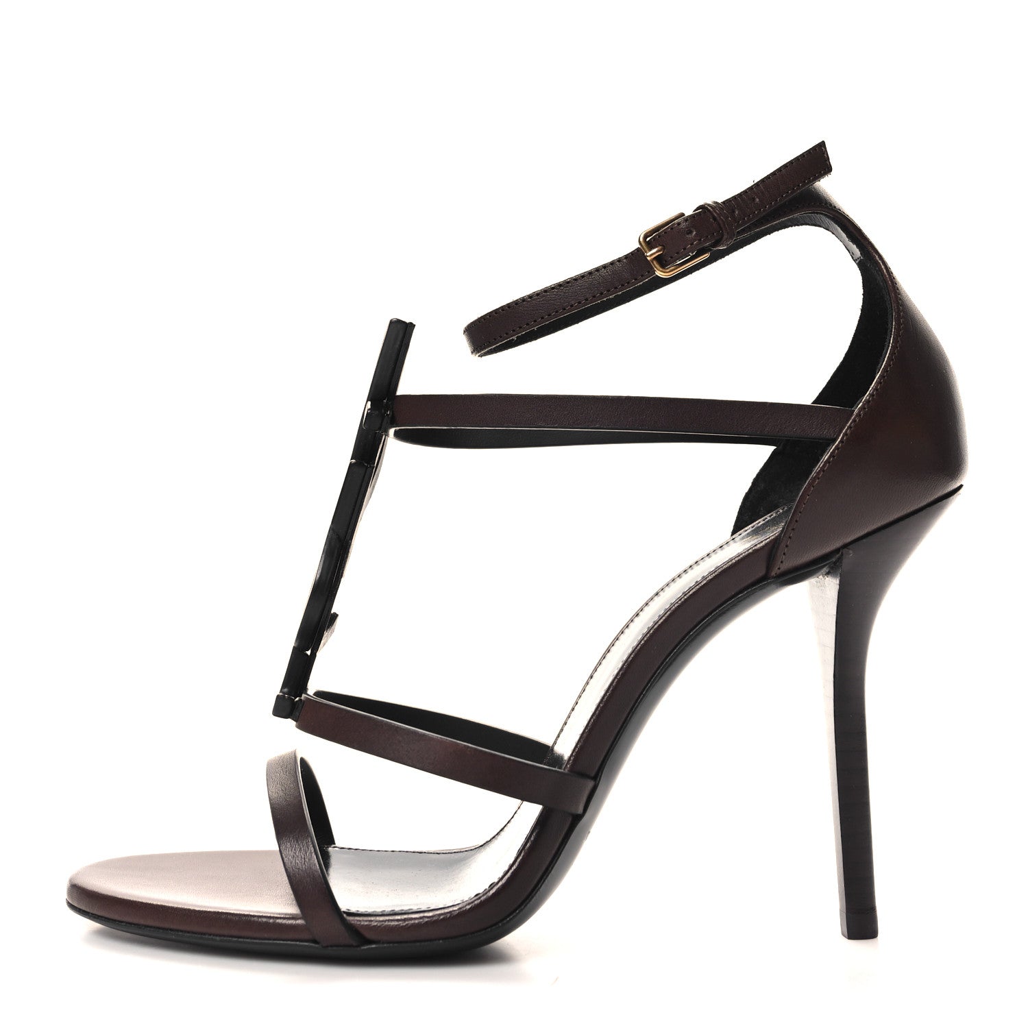 Saint Laurent Calfskin Cassandra 100 Sandals 38.5 Moro 1 of 9