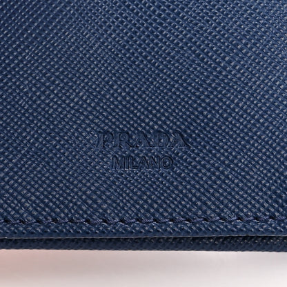 Prada Saffiano Metal French Flap Compact Wallet Bluette 6 of 12