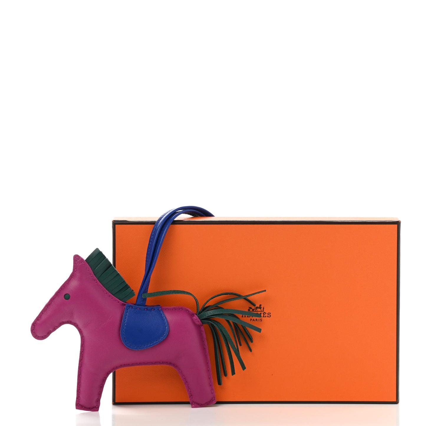 Milo Lambskin Grigri Rodeo Horse Bag Charm MM Rose Pourpre Malachite Bleu Electrique