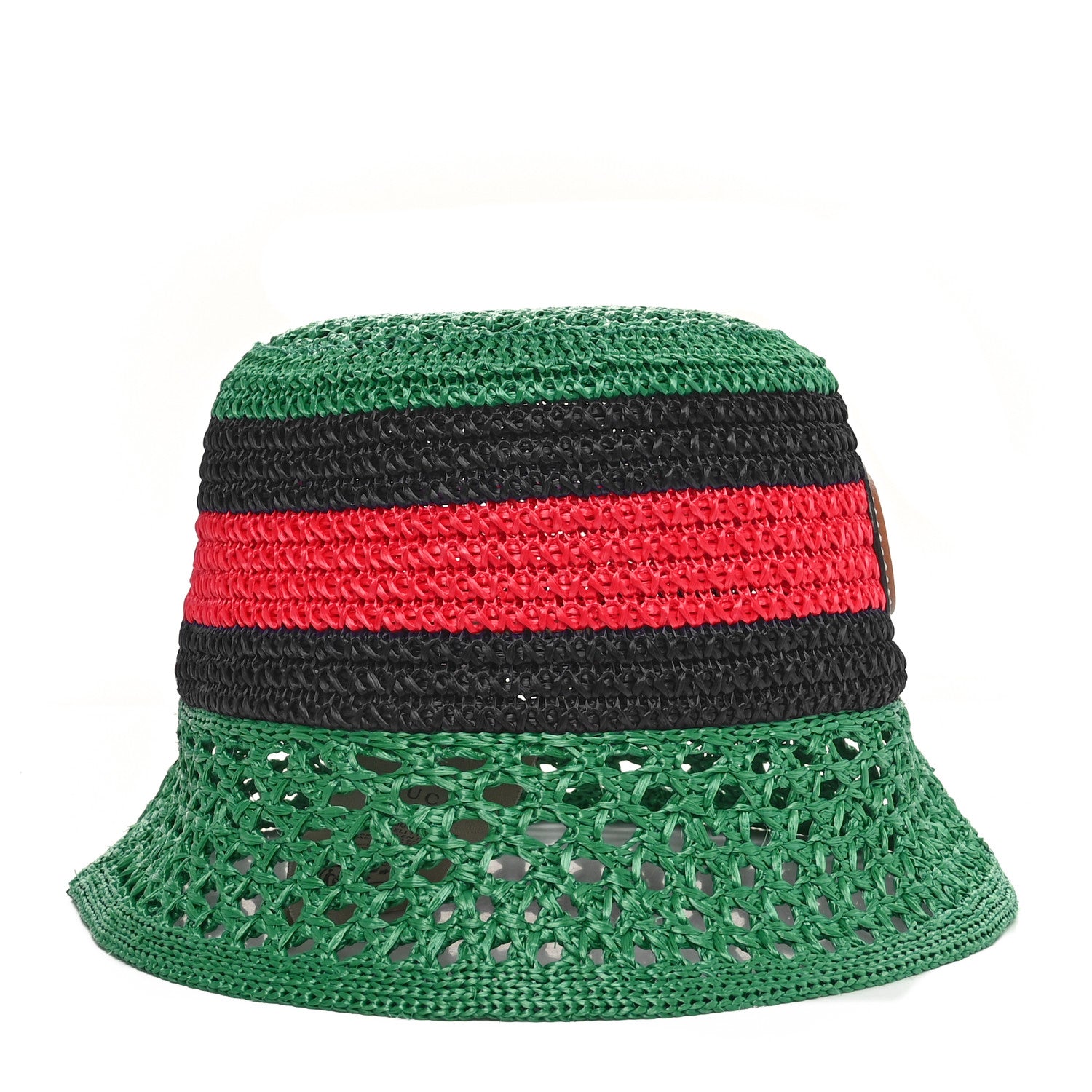 Gucci Raffia Interlocking G Web Bucket Hat S Green Multicolor 5 of 9