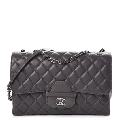 Chanel Lambskin Quilted Jumbo Coco Loop Flap Charcoal Grey 1 of 8
