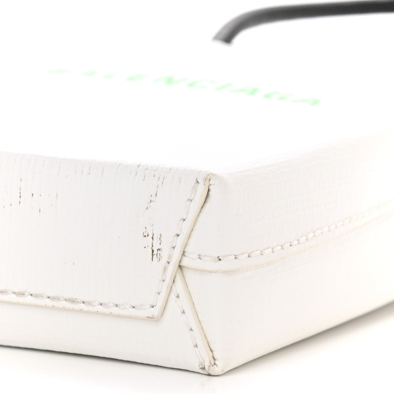 Balenciaga Squared Calfskin Logo Shopping Phone Holder Bag White Light Green 9 of 9