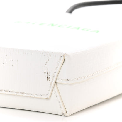 Balenciaga Squared Calfskin Logo Shopping Phone Holder Bag White Light Green 9 of 9