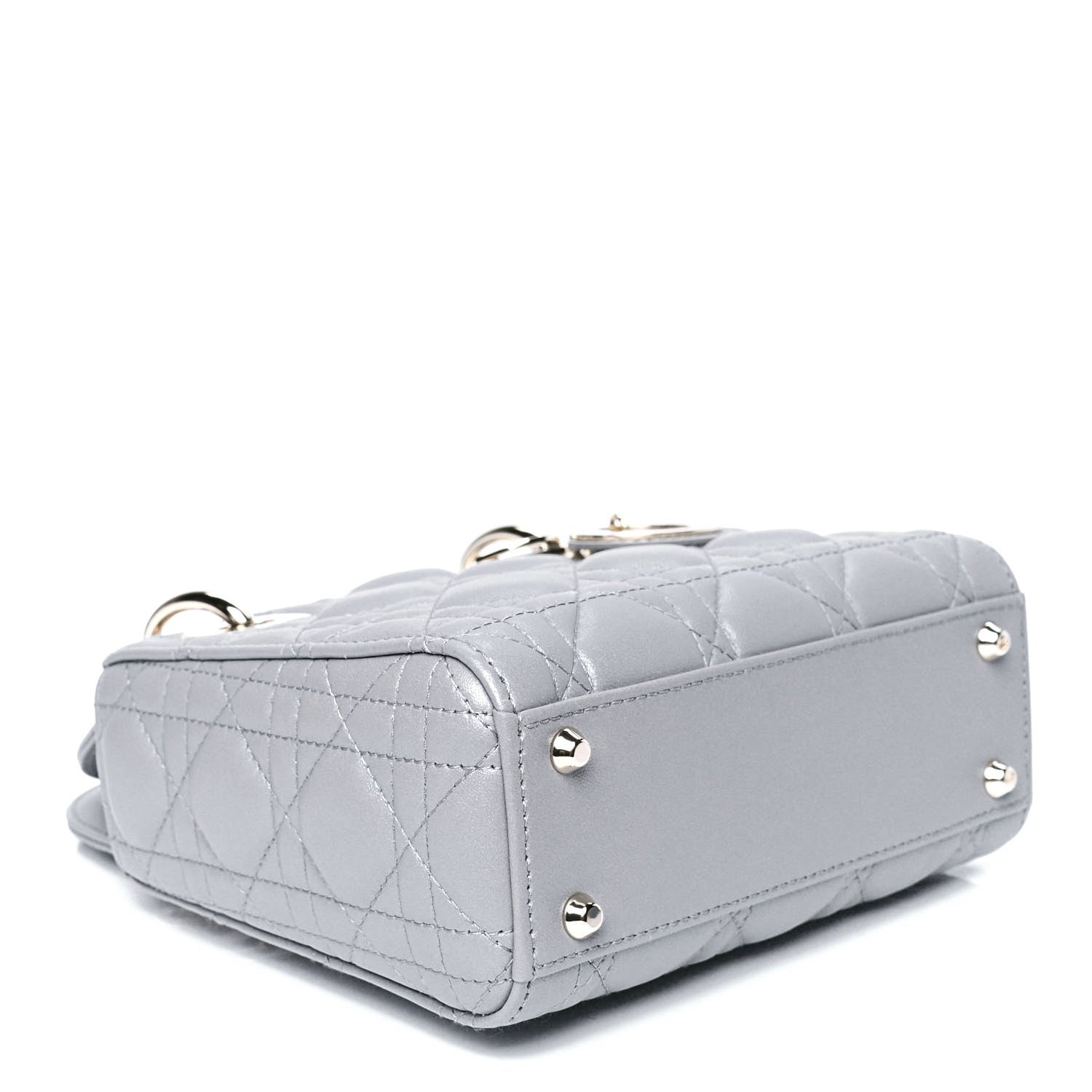 Christian Dior Metallic Lambskin Cannage Mini Lady Dior Grey 3 of 4