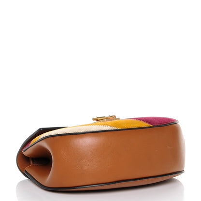 Chloe Calfskin Suede Rainbow Patchwork Drew Shoulder Bag Caramel 4 of 6
