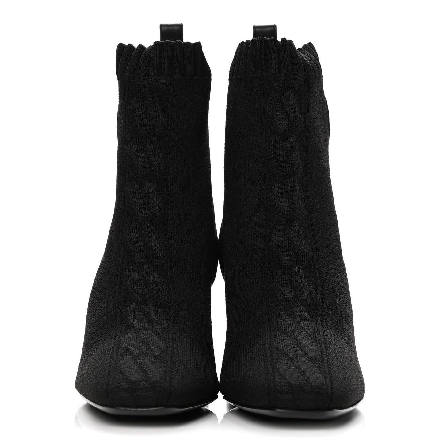 Knit Calfskin Volver Ankle Boots 37.5 Black